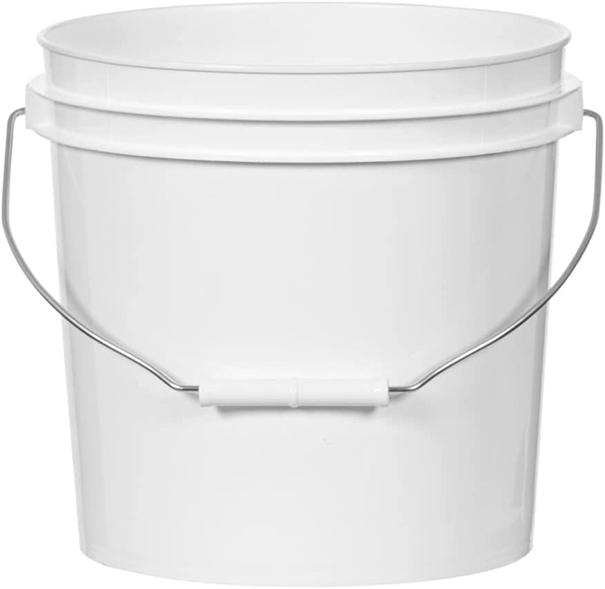 5 Gallon White Bucket & Lid - Durable 90 Mil All Purpose Pail - Food Grade  - BPA Free Plasti (5 Gal. w/Lids - 3pk)