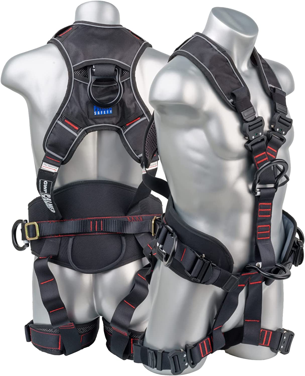 Palmer Safety H22312162 Full Body Rope Access/Rescue Safety Harness,  Aluminum D-Rings, QC Chest/Leg Straps, Back Padded