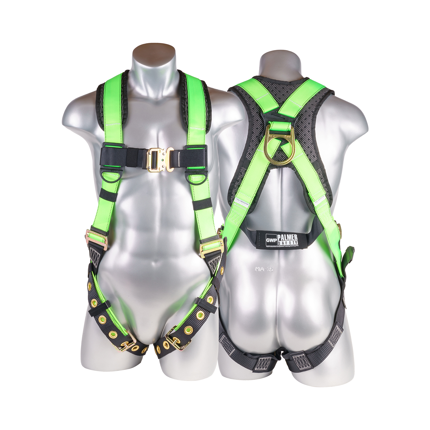 High Vis Green Harness With 5 Points Of Adjustment | Plank