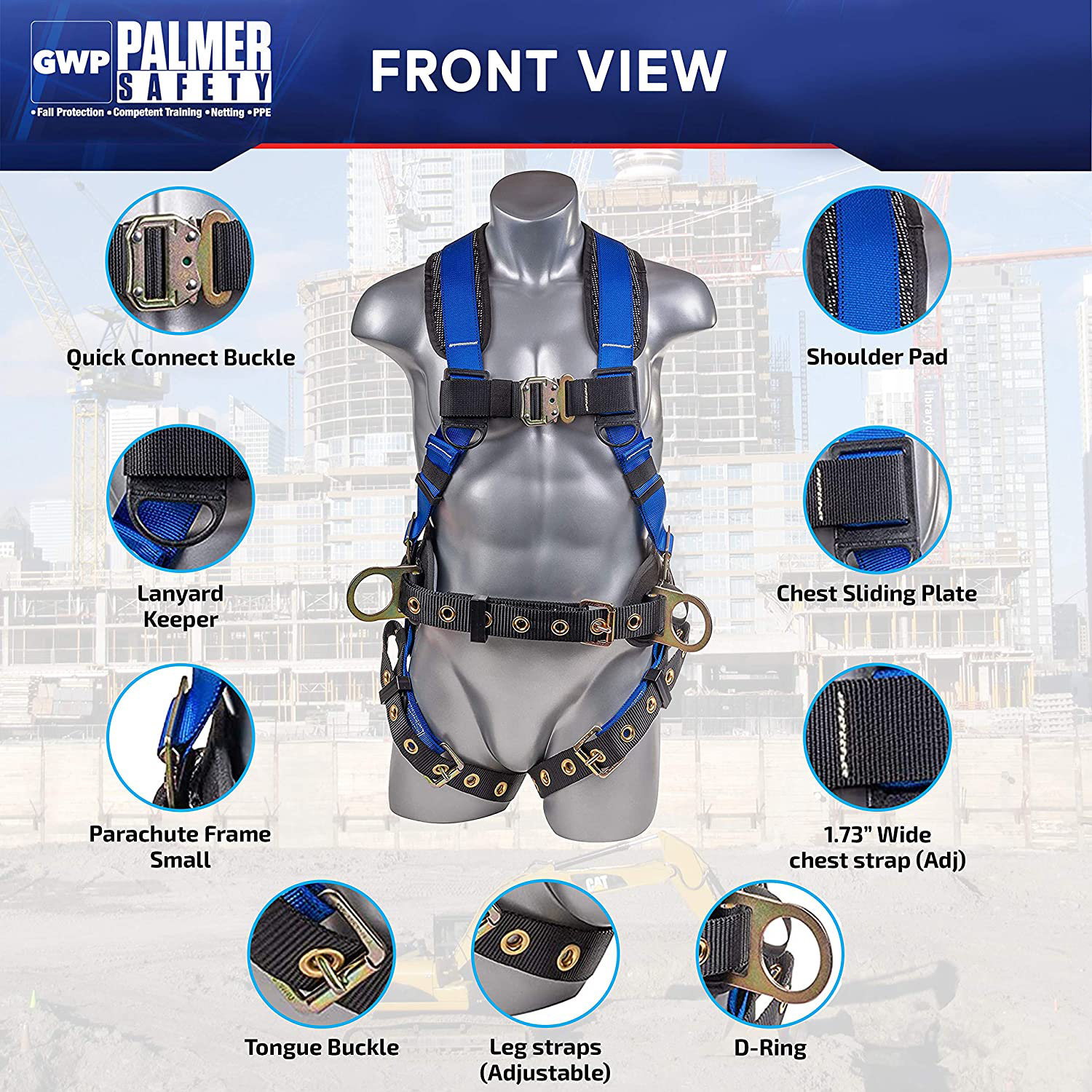 Full Body 5 point Harness, Padded Back Support, QuickConnect Buckle